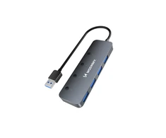 USB-A Hub Wozinsky WHS080YSS 4 x USB-A 3.0 with individual switches, aluminum, with 30 cm cable – pilka
