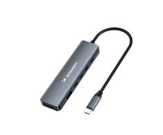 USB-C 6 in 1 Hub Wozinsky WHBC10Y4S Multifunctional, Aluminum, with 25 cm Cable – Gray