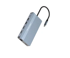 USB-C Hub 14 in 1 Wozinsky WDS03Y5S Multifunctional, Aluminum, for 3 Monitors, with 15 cm Cable – Gray