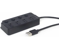 GEMBIRD USB 2.0 maitinamas 4 prievadų šakotuvas su jungikliais juodas