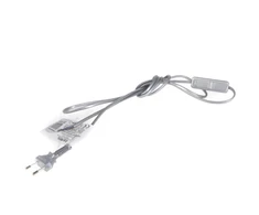 Laidas su elektros kištuku ir jungikliu Zamel 2x0.5mm2 190cm sidabro sp.