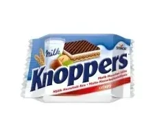 Vafeles kraukšķīgās KNOPPERS ar lazdu riekstu pildījumu, 25g