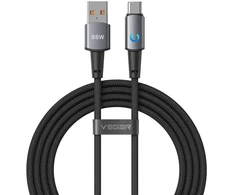 Laidas su LED šviesos indikatoriumi USB A - C tipo VEGER PD 3A 66W AC1-ZSD 1,2 m juodas
