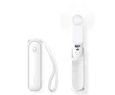 Ventiliatorius Jisulife Handheld Fan Life8 Mini Portable USB Fan with 2000mAh Power Bank and Flashlight - Baltas