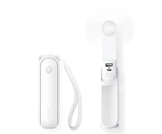 „Jisulife“ nešiojamasis ventiliatorius „Life8 Plus“ su USB įkroviklio funkcija, 4500 mAh, ir žibintuvėliu - Baltas