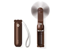 Jisulife rankinis ventiliatorius Life8 nešiojamas USB ventiliatorius su Power Bank and Flashlight – rudos spalvos