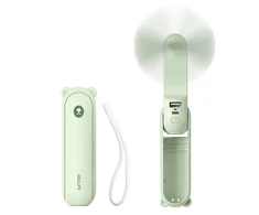 Jisulife rankinis ventiliatorius Life8 Plus Portable USB Fan with Power Bank Function 4500mAh and Flashlight – Žalias