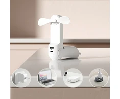 Ventiliatorius Jisulife Handheld Fan Life8 Mini Portable USB Fan with 2000mAh Power Bank and Flashlight - Baltas