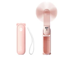 Ventiliatorius Jisulife Handheld Fan Life8 Portable USB Fan with Power Bank Function 2000mAh and Flashlight - Rožinė