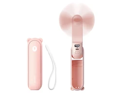 Jisulife rankinis ventiliatorius Life8 Plus Portable USB Fan with Power Bank Function 4500mAh and Flashlight – rožinės spalvos