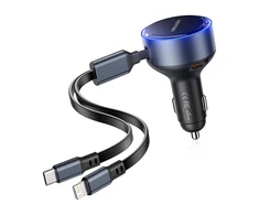 Vention FFOB0 USB-C automobilinis įkroviklis + USB-C/Lightning 30W laidas