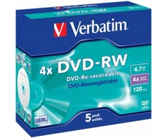 Verbatim DVD-RW 4.7GB 4X Matinis Sidabrinis jewel box - 43285