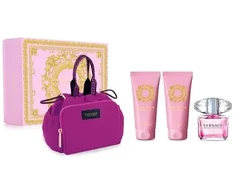 Versace Bright Crystal Gift Set 90ml EDT + 100ml Losjonas kūnui + 100ml Dušo želė + Purse
