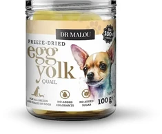Vitaminais praturtintas papildomas maistas – DR Malou, liofilizuotas putpelių kiaušinių trynys katėms ir šunims, 100 g