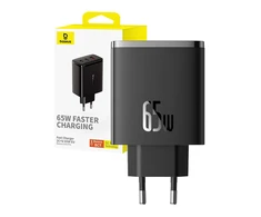 Sieninis įkroviklis Baseus OS-Cube Pro 2xUSB-C + USB, 65W (juodas)