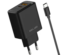 Laidinis įkroviklis Beline 45W + kabelis USB-C BLN2CB45C juodos spalvos