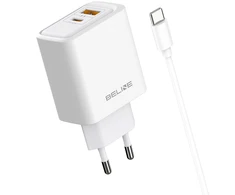 Laidinis įkroviklis Beline 45W + kabelis USB-C BLN2CW45C baltos spalvos