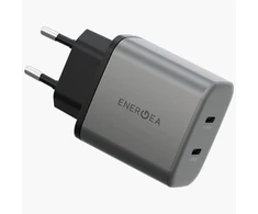 Laidinis įkroviklis Energea Ampcharge GaN45 2xUSB-C PD/PPS/QC3.0 45W pilkos spalvos