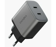 Laidinis įkroviklis Energea Ampcharge GaN45 2xUSB-C PD/PPS/QC3.0 45W pilkos spalvos