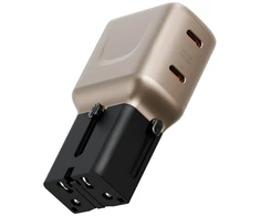 laidinis įkroviklis Energea TravelGo Adapteris 45 2xUSB-C 45W auksinis-juodas
