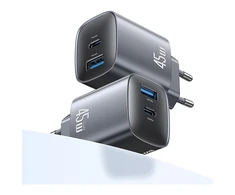Laidinis įkroviklis USAMS CC290 T66 45W GaN 1xUSB-A 1xUSB-C sidabro spalvos