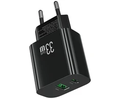 Laidinis įkroviklis USAMS CC317 T65 33W 1xUSB-C 1xUSB-A Fast Charging juodos spalvos