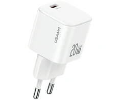 Laidinis įkroviklis USAMS JO Series CC260 20W USB-C + 1m USB-C/USB-C kabelis baltos spalvos