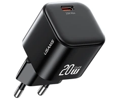 Laidinis įkroviklis USAMS JO Series CC260 20W USB-C + 1m USB-C/USB-C kabelis baltos spalvos