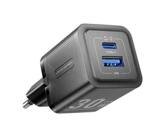 Vention Sieninis įkroviklis, ventiliacija, FEQB0-EU, USB-C, USB-A, 30W/30W, GaN (juoda)