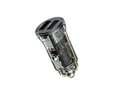 WEKOME WP-C40 Vanguard serija – automobilinis įkroviklis 2 x USB greitas įkrovimas 15 W (juodas / skaidrus)