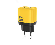 WEKOME WP-U128 – 2x USB-C itin greito įkrovimo GaN 40 W tinklo įkroviklis (geltonas)