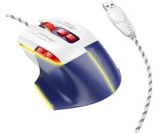 Wire pelė žaidimams Hoco USB A 3600 dpi GM31 baltas mėlynas