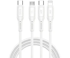 WiWU - Starlink serijos duomenų kabelis Wi-046E 3w1 USB C į USB C, Micro USB, Lightning 60W 1m - baltas