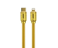 WEKOME WDC-163 Sakin serija – USB-C prie Lightning PD 20W jungiamasis laidas 1 m (auksinis)