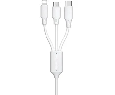 „WK Design“ USB – „micro USB“ | „Lightning“ | USB C tipo laidas 2A, 115 cm, baltas (WDC-103th baltas)