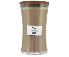 WoodWick Glass Large kašmyro kvapo žvakė su mediniu dagčiu 609,5 g