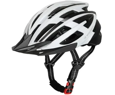 Wozinsky MTB dviračio šalmas su nuimamu skydeliu ir galine USB lempute M - juoda ir balta