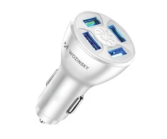 Wozinsky WCCAW 50W 4x USB-A QC automobilinis įkroviklis – baltos spalvos
