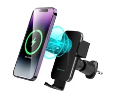 Wozinsky WEDZ-3Y8S clamp automobilinis telefono laikiklis su 15W inductive charger for phone on the air vent – juodos spalvos