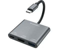 Wozinsky WHCH-01 USB-C PD šakotuvas 100W HDMI 4K@30Hz USB-A 10Gbps - pilkas