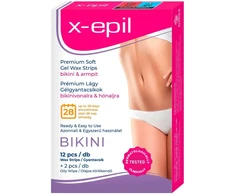 X-Epil Silky Finish Hair Removal Wax Strips For Underarms &amp; Bikini Area, 12 vnt.