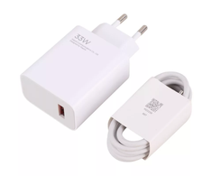 Xiaomi MDY-16-EF USB-A 33W kelioninis įkroviklis + kabelis USB-C baltos spalvos (Bulk pakuotė)