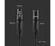 XLR lizdas XLR kištukinis kabelis UGREEN AV130 3m (juodas)