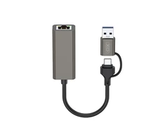 Ugreen XO adapter HUB HUB018 2w1 USB-USB-C - RJ45 pilka