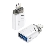 XO adapteris NB256A OTG USB - Lightning baltos spalvos