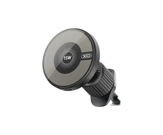 XO automobilinis laikiklis magnetinis CX025 su wireless inductive charger 15W juodos spalvos air vent