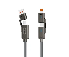 XO cabel NB275 4w1 USB-C - Lightning + USB + USB-C 60W 1,0m pilkos spalvos