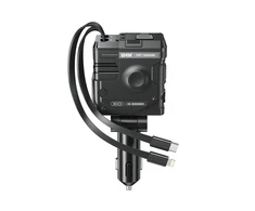 XO automobilinis įkroviklis CC66 104W 1x USB 1x USB-C juodas su kabeliu USB-C ir kabeliu Lightning