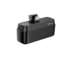 XO power bank mini PR244 20W 5000 mAh su Lightning jungtimi juodos spalvos
