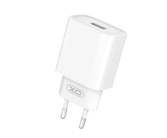 XO laidinis įkroviklis CE02D QC 3.0 18W 1x USB baltos spalvos + Lightning kabelis